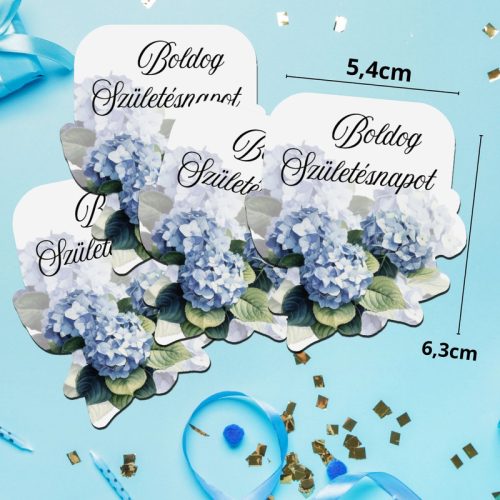 Nyomtatott dekorkarton - Boldog születésnapot virágos tábla - kék 4db/csomag