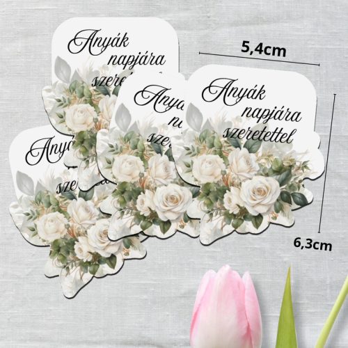 Nyomtatott dekorkarton - Anyák napjára .. virágos tábla - fehér 4db/csomag