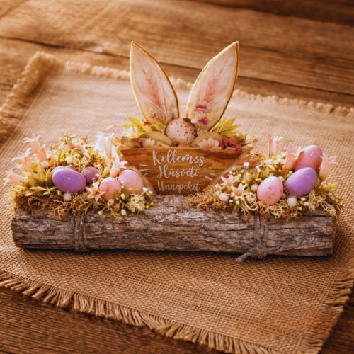Nyomtatott dekorkarton - Nyuszi tappancsos húsvéti kosár