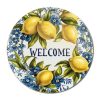 Nyomtatott fa tábla koszorú közép - Welcome citromos 11,8cm