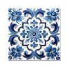 Nyomtatott fa tábla - Mediterrán csempe minta - kék sima 12,5x12,5cm