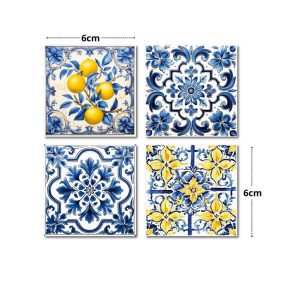   Nyomtatott dekorkarton - Mediterrán csempe minta 6x6cm 4db/csomag