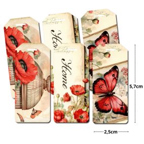 Nyomtatott dekorkarton - Pipacsos biléták 6db/csomag