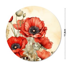 Nyomtatott fa tábla koszorú közép - Pipacsos 11,8cm