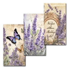 Nyomtatott dekorkarton - Levendulás táblák 3db/csomag