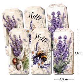 Nyomtatott dekorkarton - Levendulás biléták 6db/csomag