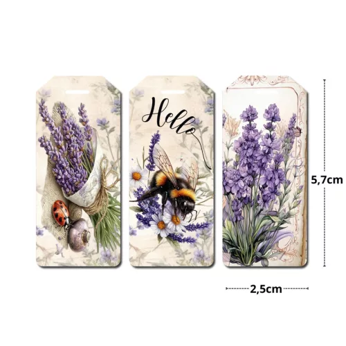 Nyomtatott dekorkarton - Levendulás biléták 6db/csomag