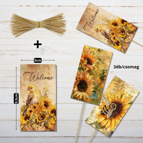 Nyomtatott dekorkarton - Napraforgós táblák 3db/csomag