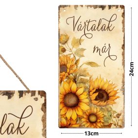   Nyomtatott fa tábla - Napraforgós akasztós tábla 13x24,3cm