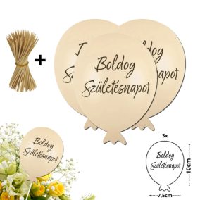   Nyomtatott dekorkarton - Boldog születésnapot lufi - krém 3db/csomag