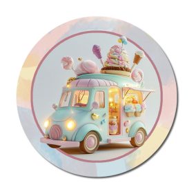   Nyomtatott fa tábla koszorú közép - Pasztell fagyis 11,8cm