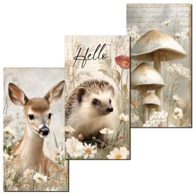 Nyomtatott dekorkarton - Erdei állatok táblák 3db/csomag