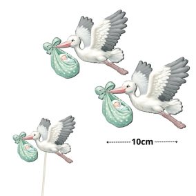 Nyomtatott dekorkarton - Gólya babával zöld 2db/csomag