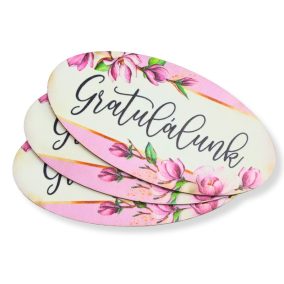 Nyomtatott dekorkarton - Gratulálunk ovál tábla 3db