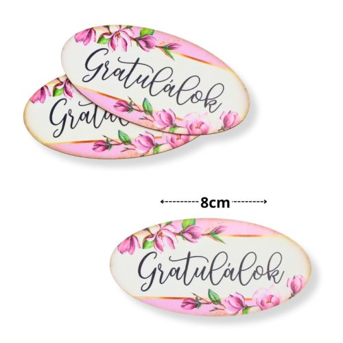 Nyomtatott dekorkarton - Gratulálok ovál tábla 3db