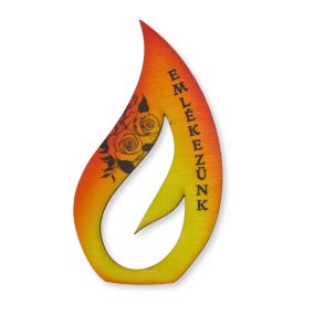   Nyomtatott fa - Örök láng 'Emlékezünk' 14x7,5cm