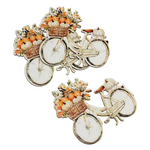 Nyomtatott dekorkarton - Őszi bicikli 8x7,5cm 3db/csomag