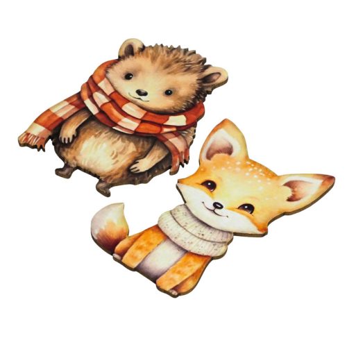 Nyomtatott dekorkarton - Rajzos őszi állatok ~7-8cm 3db/csomag