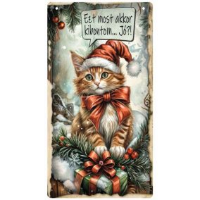 Nyomtatott fa tábla - Karácsonyi cicás akasztós tábla