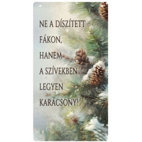 Nyomtatott fa tábla - Karácsonyi tobozos akasztós tábla