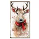 Nyomtatott fa tábla - Piros karácsonyi téma - Szarvas 13x24,3cm