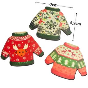 Nyomtatott dekorkarton - Karácsonyi pulcsik 3db/csomag