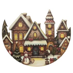   Nyomtatott dekorkarton - Félkoszorú közép - házikós 10x11,8cm