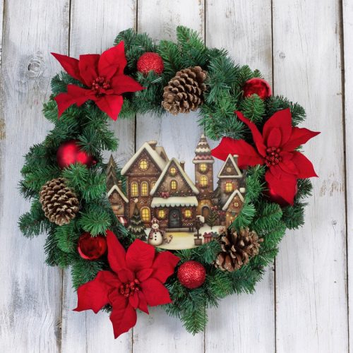 Nyomtatott dekorkarton - Félkoszorú közép - házikós 10x11,8cm