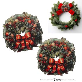 Nyomtatott dekorkarton - Karácsonyi koszorú 7cm 2db/csomag
