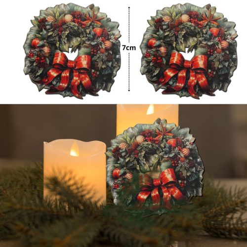 Nyomtatott dekorkarton - Karácsonyi koszorú 7cm 2db/csomag