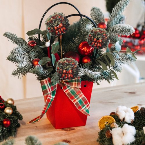 Nyomtatott dekorkarton - Karácsonyi koszorú 7cm 2db/csomag