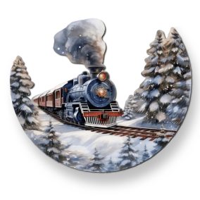   Nyomtatott dekorkarton - Félkoszorú közép - vonatos 10x11,8cm