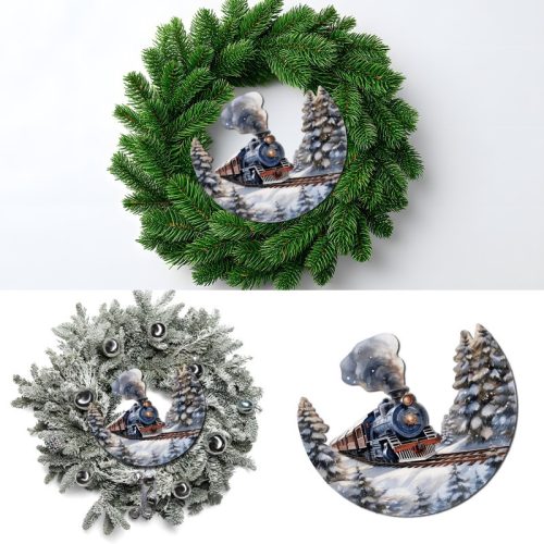 Nyomtatott dekorkarton - Félkoszorú közép - vonatos 10x11,8cm