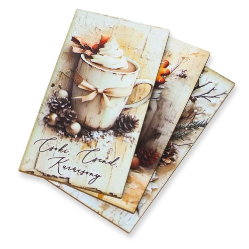 Nyomtatott dekorkarton - Vintage fehér téma táblák 3db/csomag