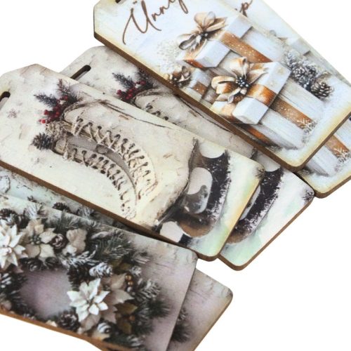 Nyomtatott dekorkarton - Vintage fehér téma - biléták 6db/csomag