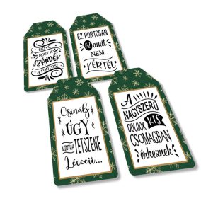   Nyomtatott dekorkarton - Ajándék kísérő táblák humoros 4db/csomag