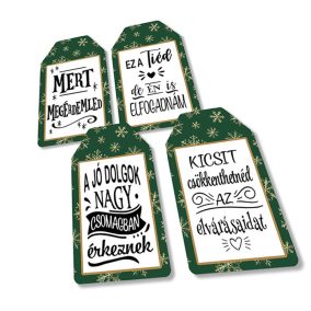   Nyomtatott dekorkarton - Ajándék kísérő táblák humoros 4db/csomag