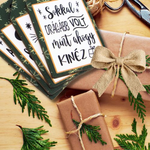 Nyomtatott dekorkarton - Ajándék kísérő táblák humoros 4db/csomag