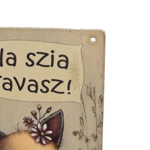 Nyomtatott fa tábla - Na szia Tavasz 13x24,3cm