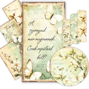   Nyomtatott dekorkarton - Tavaszi zöld téma OKOSÁR 11db/csomag