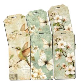   Nyomtatott dekorkarton - Tavaszi zöld téma biléták 6db/csomag