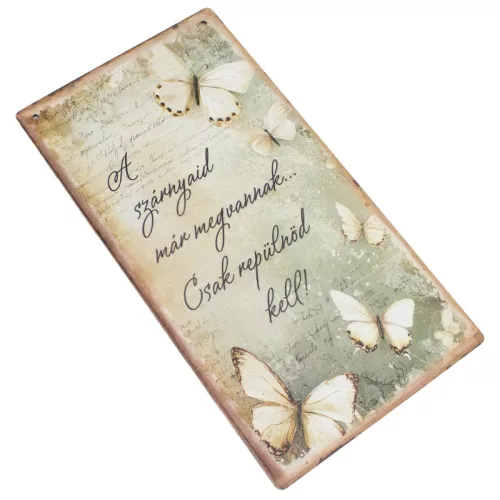 Nyomtatott fa tábla - Tavaszi zöld téma 13x24,3cm