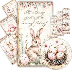   Nyomtatott fa tábla  Húsvéti RSZ téma - OKOSÁR 11db/csomag