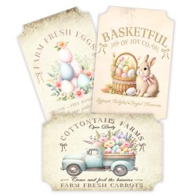 Nyomtatott dekorkarton - Húsvéti dekor táblák 3db/csomag