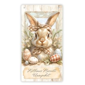 Nyomtatott fa tábla - Húsvéti pasztell téma 13x24,3cm
