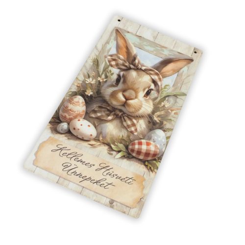 Nyomtatott fa tábla - Húsvéti pasztell téma 13x24,3cm