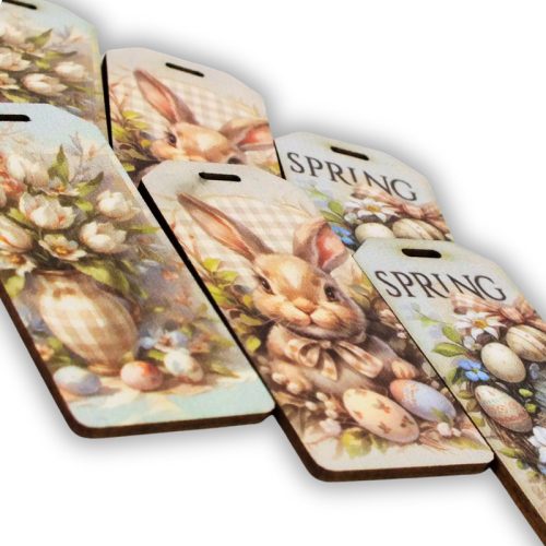 Nyomtatott dekorkarton - Húsvéti pasztell téma biléták 6db/csomag