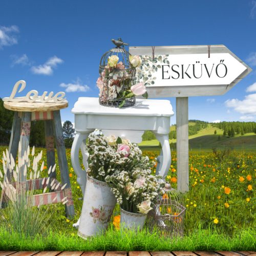 Nyomtatott fa nyíl jobb - Esküvő 30cm