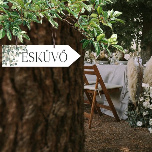 Nyomtatott fa nyíl jobb - Esküvő 30cm