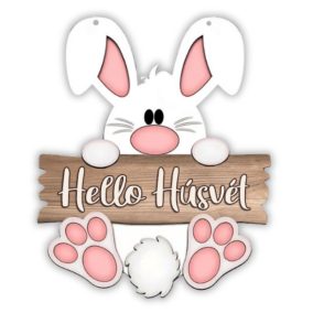 Nyomtatott dekorkarton - Hello húsvét nyúl